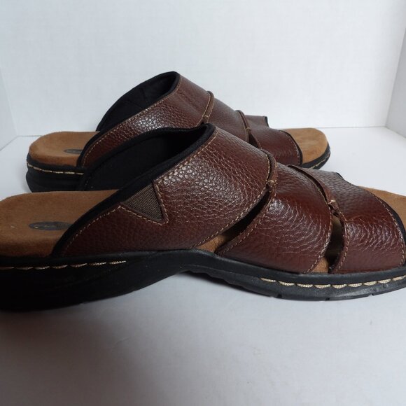 Mens Dr. Scholls Memory Foam Cool Fit Brown Leather Sandals 11 Slides - Picture 5 of 6
